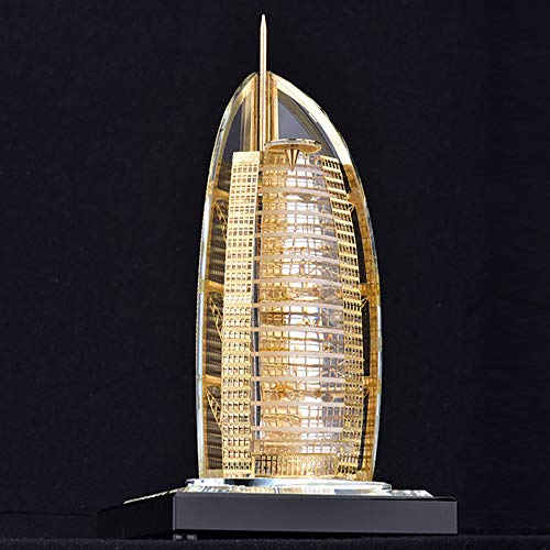 Dubai Sailing Hotel Crystal Sculpture, Architectural Model, Figurine, Home Living Room Decoration, Bedroom, Office, Bar, Travel Commemoration, Gift (75Ã—75Ã—142mm)