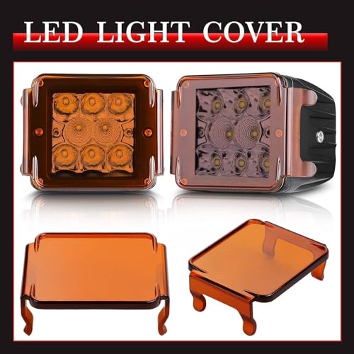 Image of 3 Inch Amber LED Pods Covers 2PCS Square Cube Lights Covers PC Protective Bar Lens 3X3 Pod Covers for Fog Ditch Offroad Driving