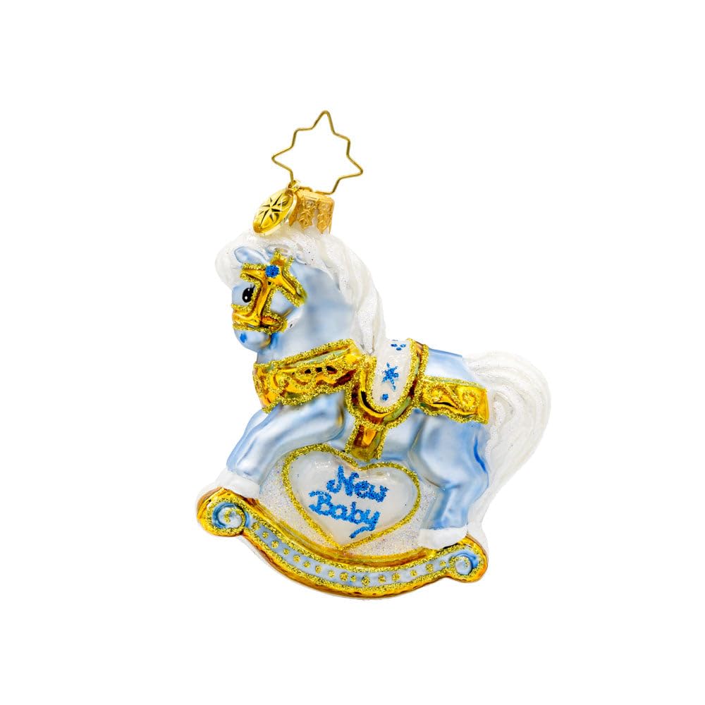 Christopher Radko Hand-Crafted European Glass Christmas Tree Decorative Ornament, Baby's First Christmas Foal Gem