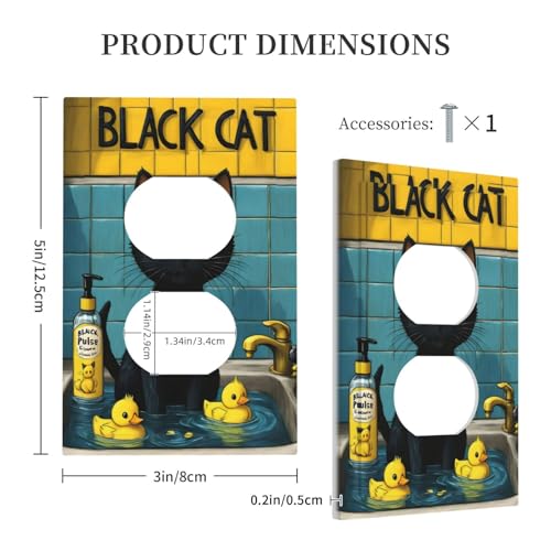Decorative Outlet Covers Novelty Black Cat Funny Duck Bath 1 Gang Duplex Light Switch Cover Plate Wall Plates for Electrical Outlets Switchplate Faceplate for Home Decor