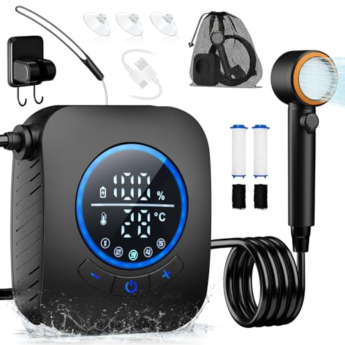 Zosudull Campingdusche,8000mAh Wiederaufladbare Tragbare Campingdusche mit...