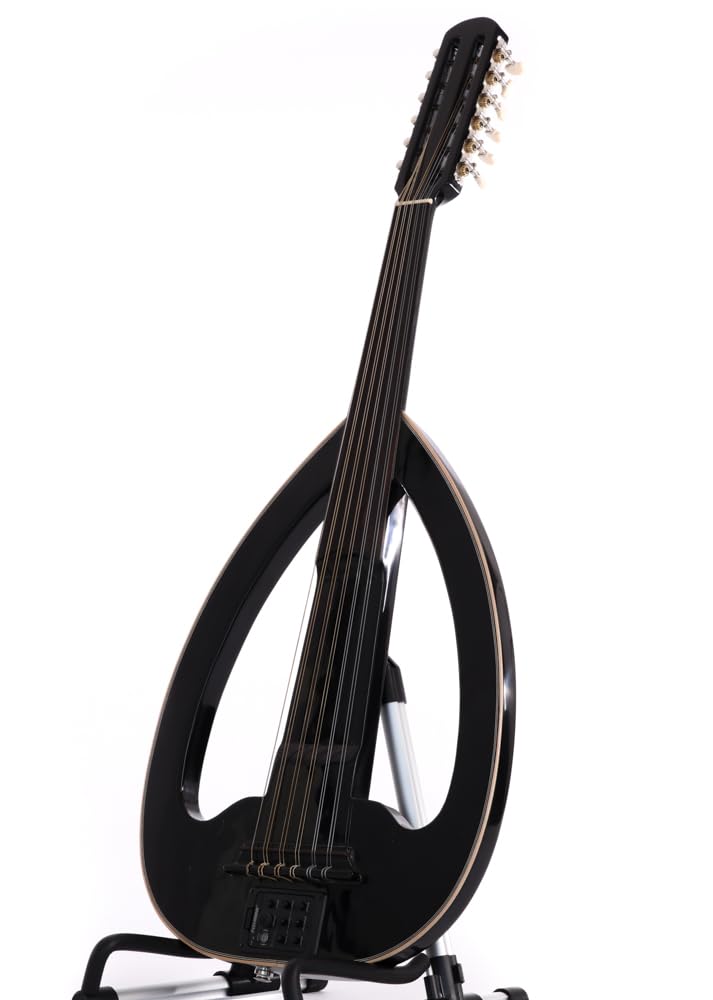Professional Electric Oud with 3-Band Equalizer, Luthier-Made Black Electro Oud Guitar Pegs With free Picks & case