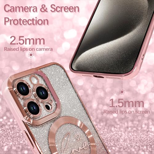 Image of ZIYE Magnetic Case Designed for iPhone 15 Pro Max Glitter Case-Pink