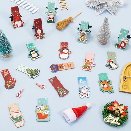 JSRQT 30 Pack Christmas Magnetic Bookmarks Book Marks for Students Lovers Gifts Xmas Assorted Clip Cartoon Festive Seasonal Page Markers - Image 2
