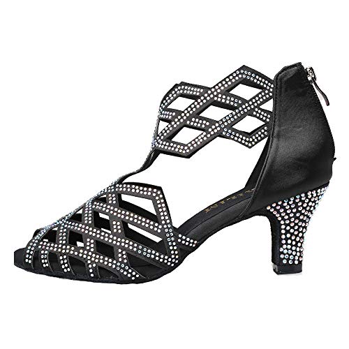 Image of Women's Ballroom Rhinestone Dance Shoes, Latin Salsa Bachata Practice Performance Dancer Shoes