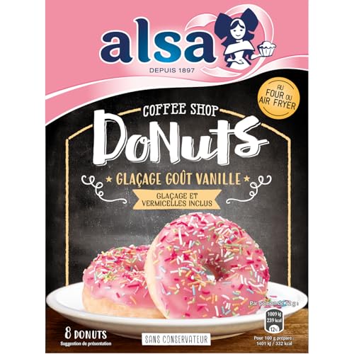 Préparation donuts ALSA au glaçage vanille sans conservateur - Lot de 3 sachets de 410g