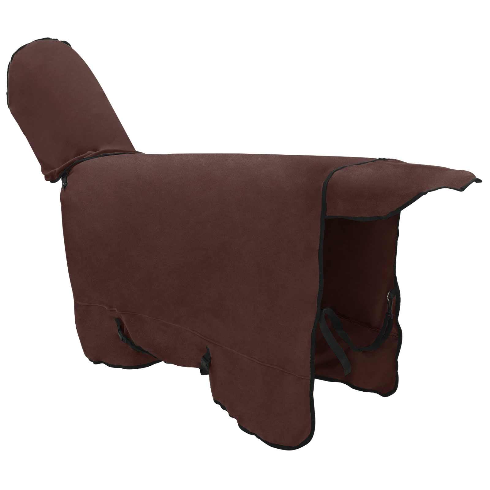 Manta para caballo, 135 cm, poliéster, transpirable, ligera, para entrenamiento, establo y transporte, sin cubierta para el cuello, color marrón oscuro
