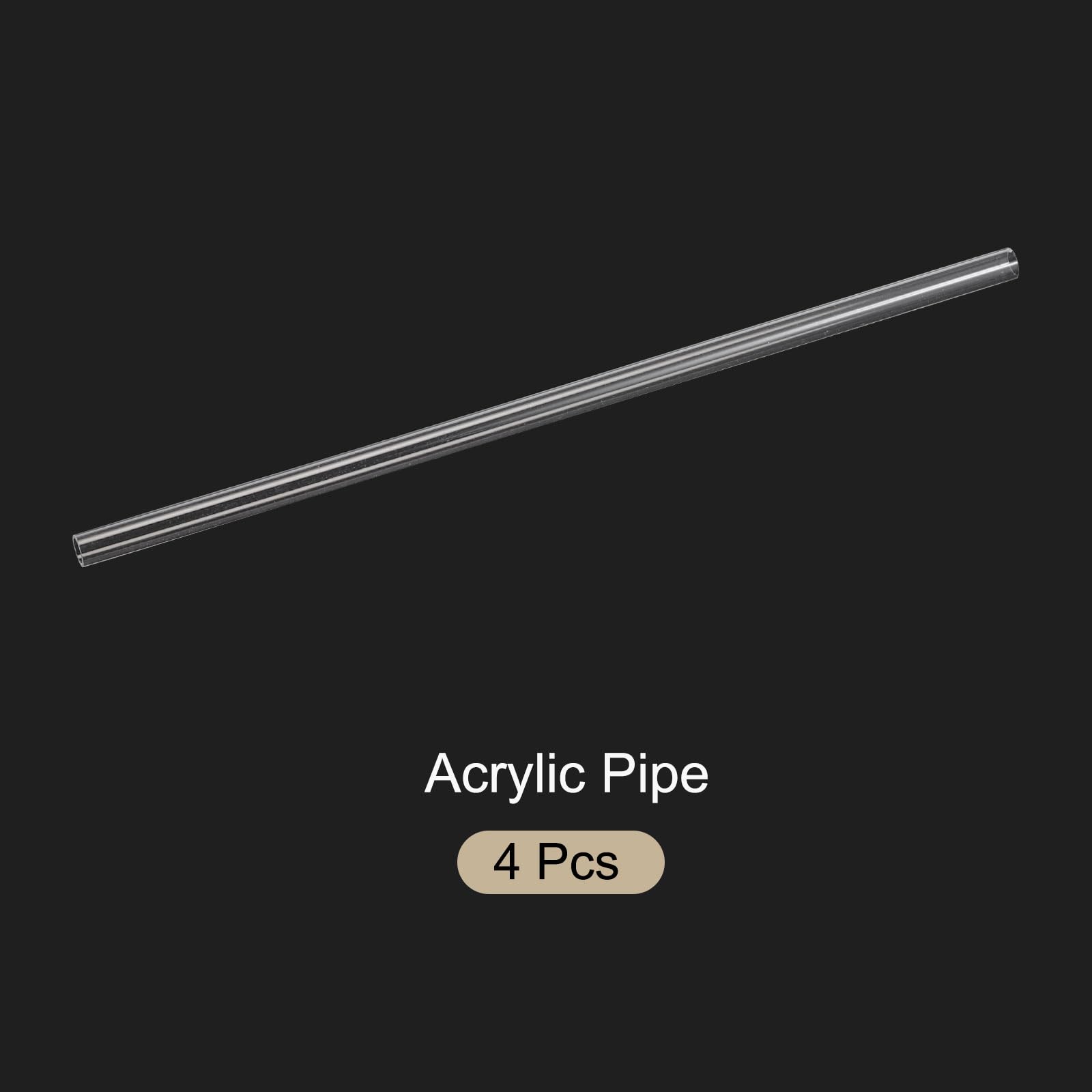 Tubo Rigido in Plastica Trasparente da 12" 8mm x 10mm (5/16" x 3/8") Tubo in Acrilico Tondo in Policarbonato, [Per Idraulica, Acquari, Fai da Te] - 4 Pezzi