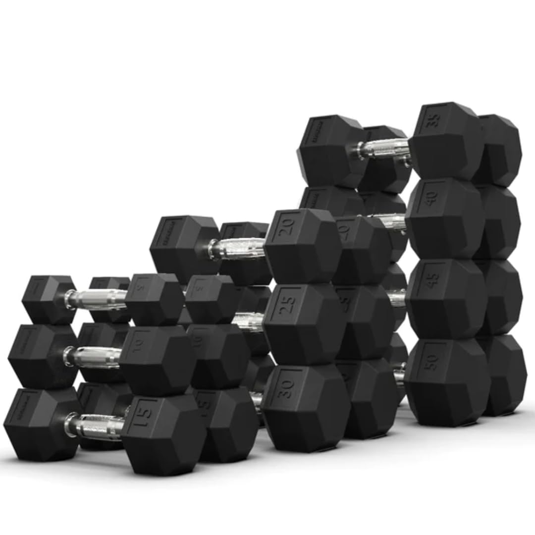Premium Rubber Hex Dumbbell Sets in Pounds - 156 LB to 2 565 LB