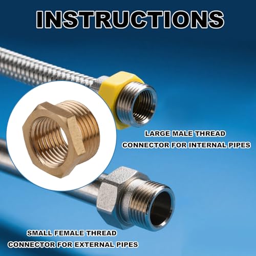 Image of 12pcs 3 /8 Inch to 1 /4 Inch NPT Female Reducer Hex Bushing, Brass Reducing Hex Bushing Heavy Duty Threaded Pipe Fitting Adapter for Plumbing Gas Hydraulic Systems