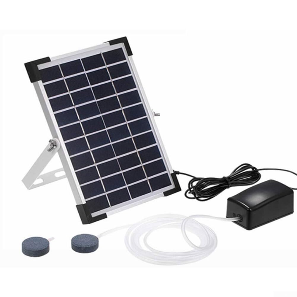 Solarbetriebener 5 W Solar-Sauerstoff-Luftsprudler für schnurlose Aquarien, mit zwei Ausgängen für Koiteich, Garten, Wasserspiel, Outdoor, Aquarium, Bubbler