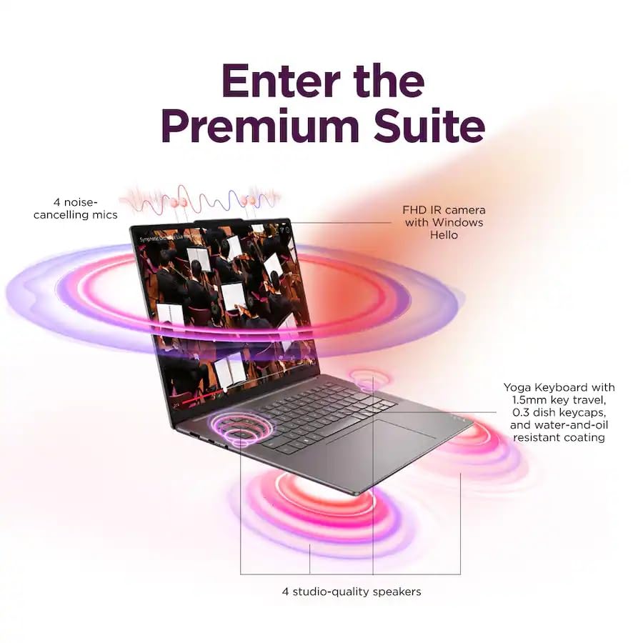 Image of Lenovo Yoga Slim 7i Aura Edition Copilot+ PC Laptop, 15.3 inch WQXGA+ Touchscreen, Intel Core Ultra 7 256V, 16GB LPDDR5X RAM 1TB SSD, Backlit KB, WiFi7, Win11, Luna Grey, w /2TB USB Drive, W /GaLiMu