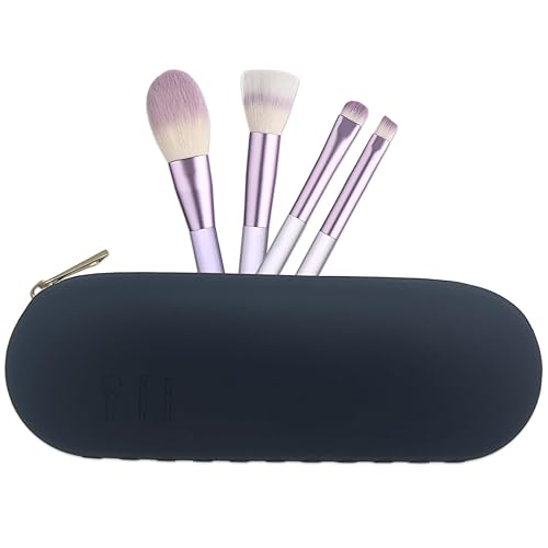 Soporte para brochas de maquillaje de silicona, bolsa de brochas de maquillaje de gran capacidad, bolsa de cepillos de cosméticos de viaje portátil