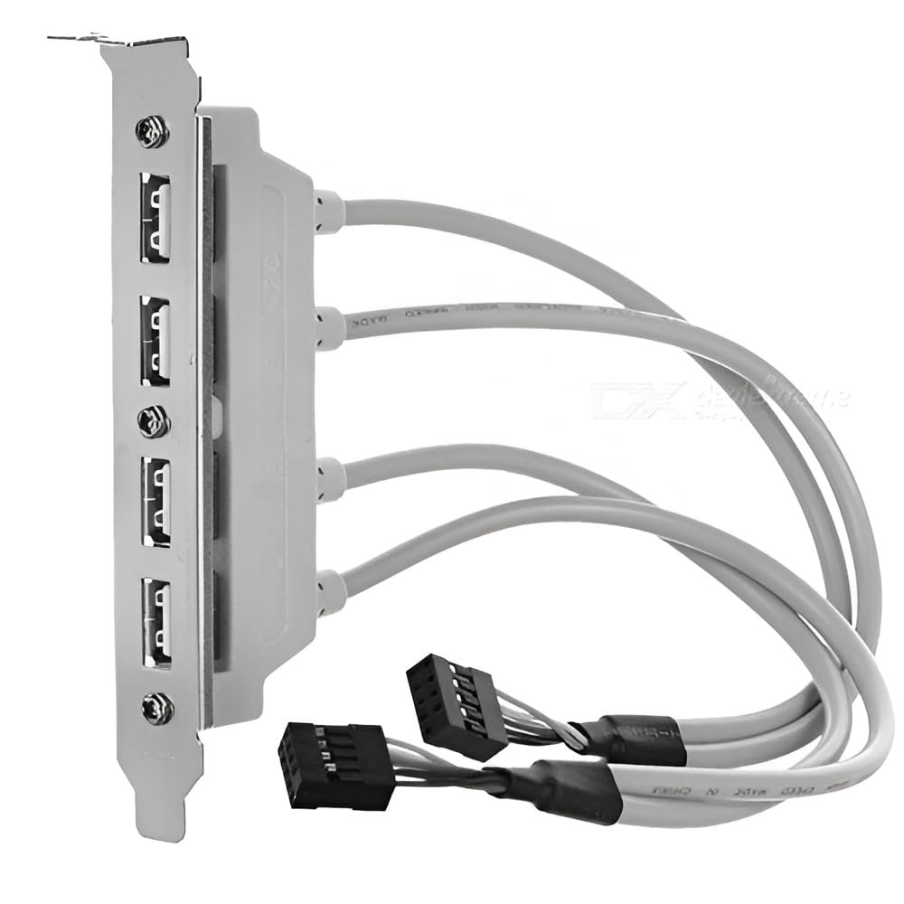 4-port usb 2.0 header slot plate adapter panel cable – pci rear bracket for desktop pc