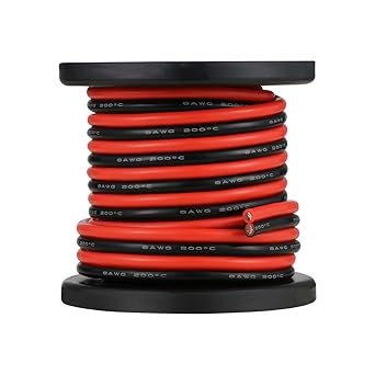 BNTECHGO 8 Gauge Flexible 2 Conductor Parallel Silicone Wire Spool Red Black High Resistant 200 deg C 600V for Single Color LED Strip Extension Cable Cord,Model,20ft Stranded Copper Wire