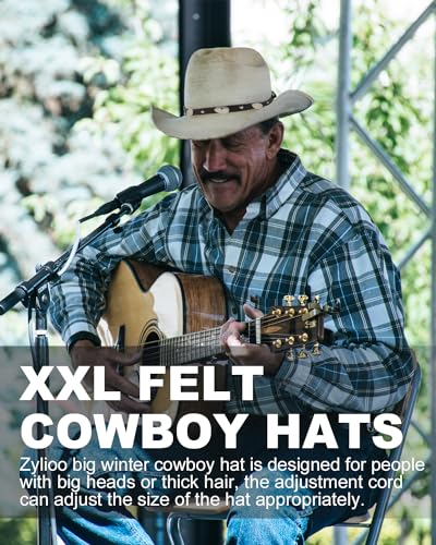Zylioo M Western-Cowboyhut aus Filz,Fedora Hut mit breiter Krempe, Panamahut mit Gürtelschnalle für Herren Damen