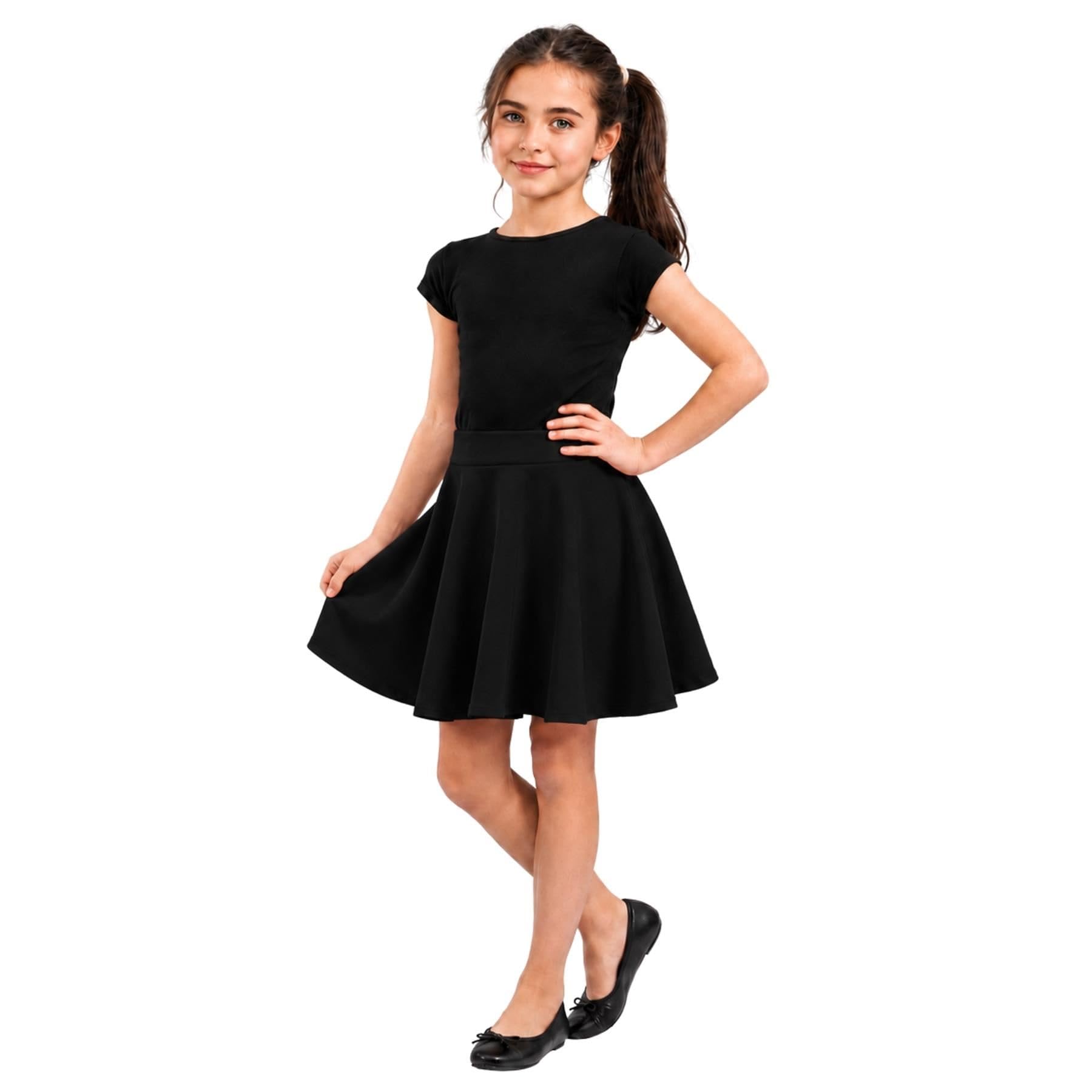 janisramone® Confezione da 2 gonne skater per ragazze, morbide gonne a vita alta in tinta unita per bambini, balletto, danza, sport, casual, svasate, per la scuola, per adolescenti, età 3-13 anni
