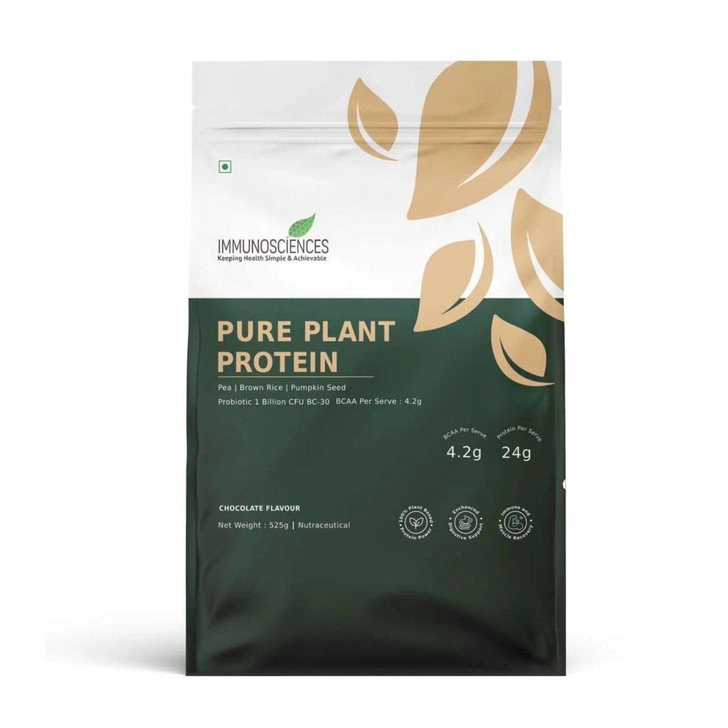 Immunosciences Pure Plant Protein – Vegan Chocolate Flavor with Pea, Brown Rice & Pumpkin Seed | Smooth Blend with Natural Goodness-image-43