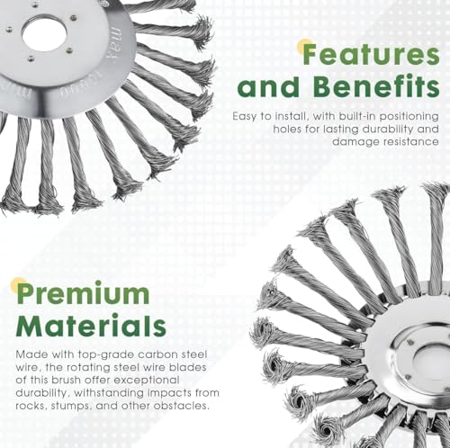 10 Inch Steel Wire Trimmer Head, Steel Wire Rotary Brush Cutter Trimmer Head,Unbreakable Wired Trimmer Blade Trimmer Head Replacement with 2 Pack of Adapters kit for Weed Wacker 2 10 Inch Steel Wire Trimmer Head, Steel Wire Rotary Brush Cutter Trimmer Head,Unbreakable Wired Trimmer Blade Trimmer Head Replacement with 2 Pack of Adapters kit for Weed Wacker - Image 2