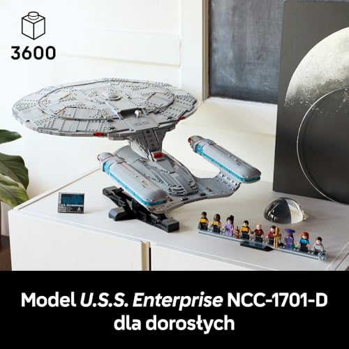 LEGO Icons Star Trek: U.S.S. Enterprise NCC-1701-D, zestaw konstrukcyjny dla dorosłych, pomysł na prezent dla fanów Star Treka, dziewięć minifigurek kultowych postaci, ozdoba do domu i biura 10356