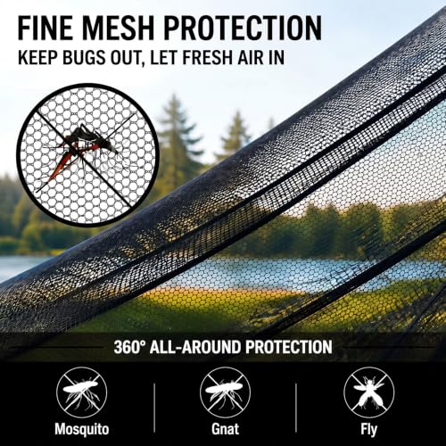 Image of Pop up Mosquito Tent for Camping, 86.6 x 41 x 35 Inch Bug Net Tent with Instant Automatic Setup, Lightweight Portable Screen Net Fits Most Camping Cot for Outdoor Hiking Travel(Black)