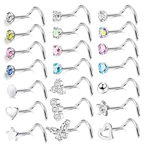 Lot de 21 Piercings Nez en Acier Chirurgical JeweBella (Occasion Très Bon)