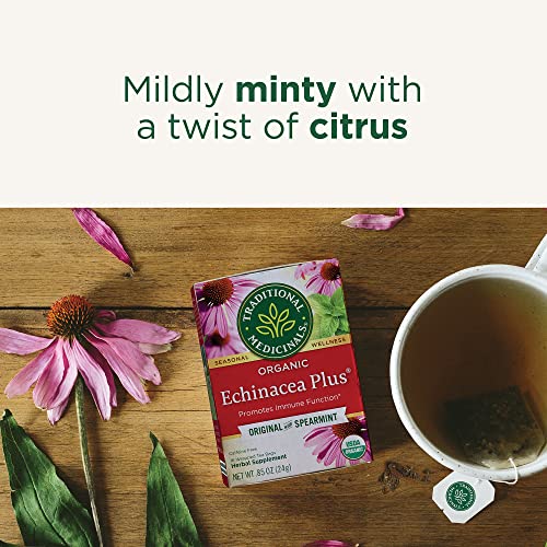 Image of Traditional Medicinals Organic Echinacea Plus Spearmint, 96 Tea Bags | Promotes Immune Function, w /Spearmint, Kosher, Non-GMO, Caffeine-Free, Compostable
