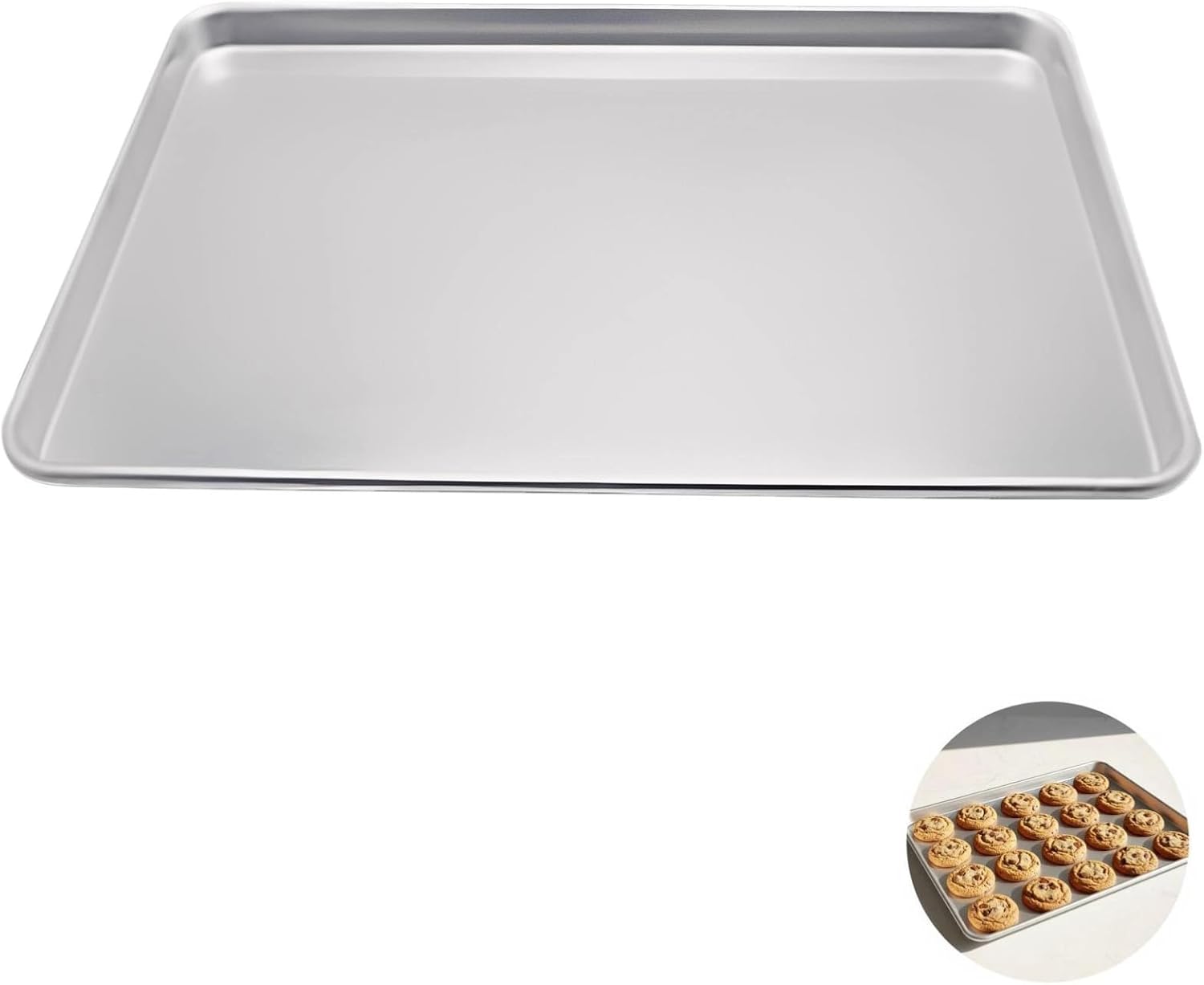 9.6 X 13 in Aluminum Baking Sheet Pan, Commercial Pan for Roasting Toasting Baking, Flat, Thick & Long Lasting, Easy Clean, Silver