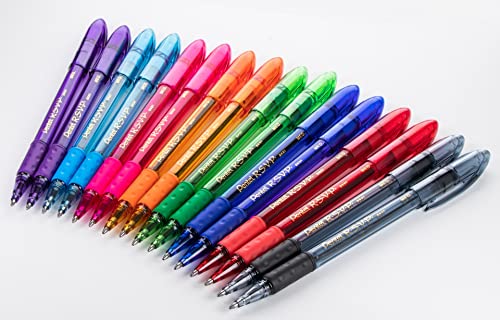 Pentel Rsvp Medium Point Pens - Ballpoint - 1.0 Mm - Clear Barrel - Assorted Ink Colors, Pack Of 16 #TOP1