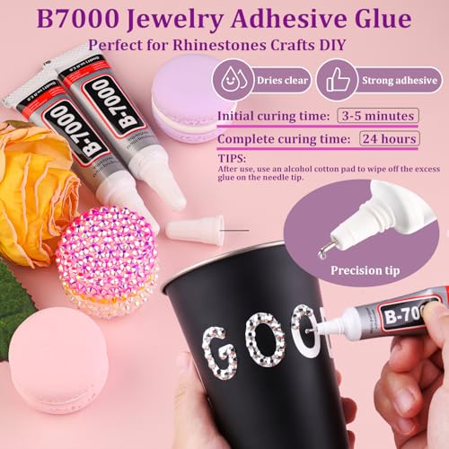 Image of 25000Pcs Resin Rhinestones for Crafting, Silver 2-6mm Mixed Sizes Non Hotfix Flatback Gems with 1Pcs Glue, Bedazzling Crystal for DIY Craft Clothing Mugs Tumblers Shoes Fabric Decor Nail Art