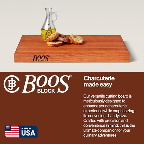 Image of John Boos Block CHY-R01 Cherry Wood Edge Grain Reversible Cutting Board, 18 Inches x 12 Inches x 1.5 Inches | 1.5 inch Thick, 7-lb Reversible Butcher Block with Edge-Grain & Finger Grips, Made in the USA