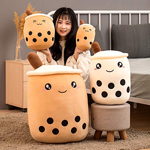Hitoshe Boba Plushie, 27.5 In Boba Plush Pillow Toy Gifts For Kids, Valentine, Christmas (Brown Round Eye) #TOP2