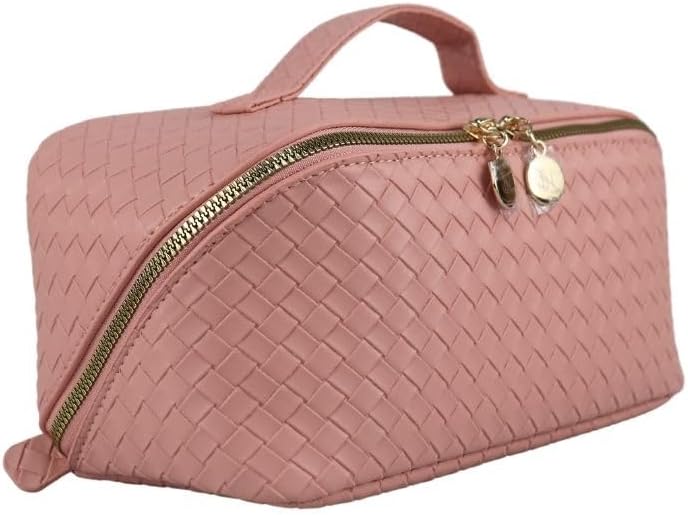 Mothers day gifts Large Capacity Travel Makeup Bag, PU Leather Makeup Bag Organizer, Toiletry Bag for Women with divider, Cosmetic Bags for Women Leather Waterproof Cosmetic Bag,(Pink) Mothers day gifts Large Capacity Travel Makeup Bag, PU Leather Makeup Bag Organizer, Toiletry Bag for Women with divider, Cosmetic Bags for Women Leather Waterproof Cosmetic Bag,(Pink)