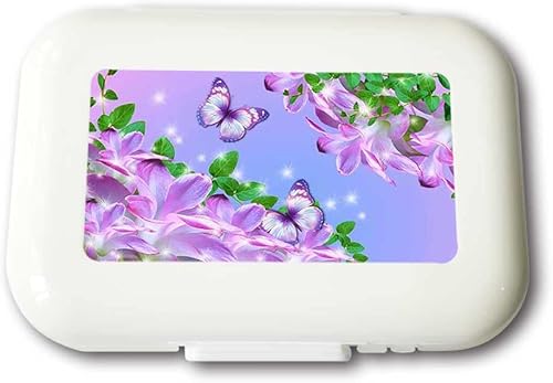 Miniatura 7 de Pastillero semanal pequeño  Caja organizadora de píldoras de viaje con flores de pintura roja para viajes, material plástico seguro, 7