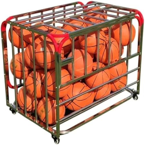 Carrello di stoccaggio per palloni con serratura, attrezzatura sportiva per palestra, scuola e club, per uso interno ed esterno, cestino portatile multi-sport