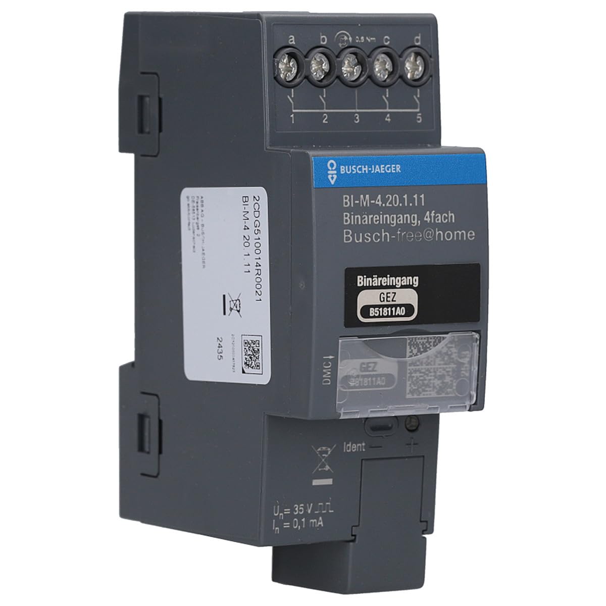 Busch-Jaeger BI-M-4.20.1.11 Binäreingang 4-fach | Kontaktabfrage manuelle Bedienung REG 2CDG510014R0021