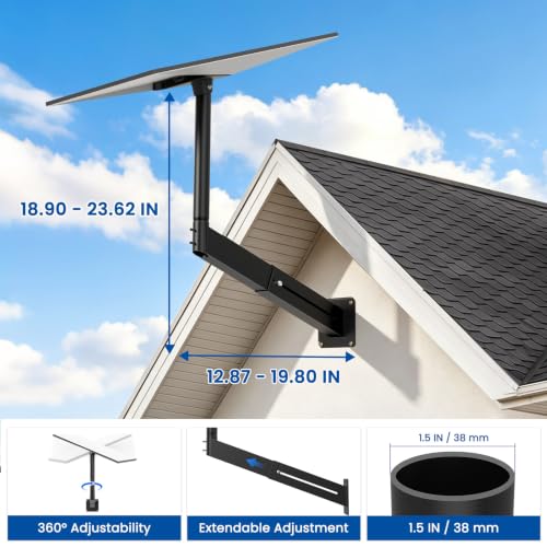 Image of Standard 4 /4X Telescoping Mount for Starlink, Adjusatble Gen 3 Roof Mounting Kit with Alumium Adapter, Sturdy Wall and Eave Mounting Kit for Outdoor Use