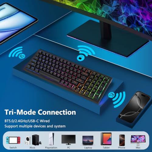 Image of Redragon K723 Wireless Mechanical Gaming Keyboard, Creamy Switches, Black