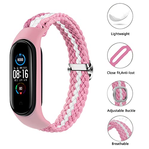 Keecuty Nylon Watch Strap for Mi Band 6/5/4/3 Stretch Fabric Bracelet Braided Soft Nylon Sports Bracelets Stretch Breathable Expandable Watch Strap for Mi Band 6/5/4/3 - Image 4