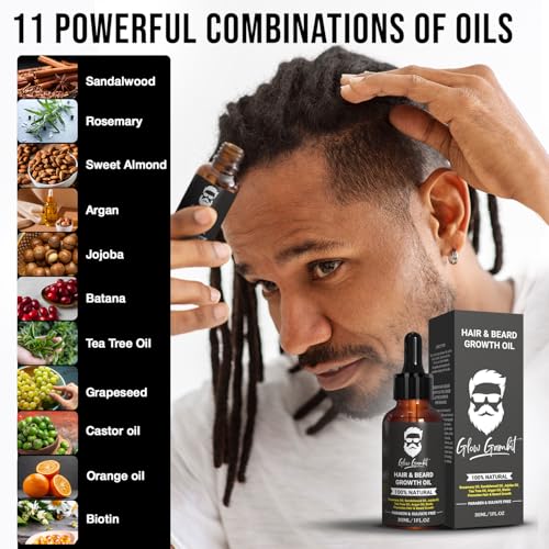 Sandalwood Rosemary Natural Beard Oil for Men, 2-In-1 Beard Softener with Biotin, Jojoba Oil, Almond Oil Castor Oil With 11 Natural Beard Oils, for Scalp, Hair & Beard -1oz. - Image 4