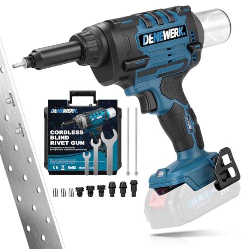 Akku Nietzange 10 000N Nietpistole Bürstenlose für Makita 18V Akku Automatischer Elektrische Popnietenzange für 2.4-4.8mm Stahl-Blindnieten & 2.4-6mm Aluminium-Blindnieten 25mm Hublänge (ohne Akku)