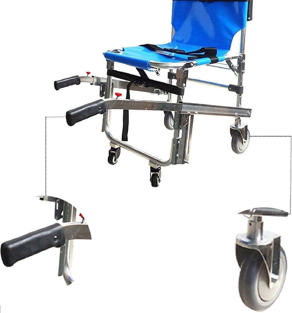 Krzesło składane - aluminiowe lekkie krzesło schodowe o udźwigu 350 funtów, krzesło strażackie, ewakuacyjne, medyczne, podnośnikowe, transportowe(Blue)