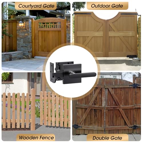 Aglehome Double Sided Gate Latch, Heavy Duty Gate Latch for Wooden Fence, Black Gate Latch with Handles, Fence Gate Latch for Right Inswing Wooden Gates, Backyard, Garden - Thumbnail 7