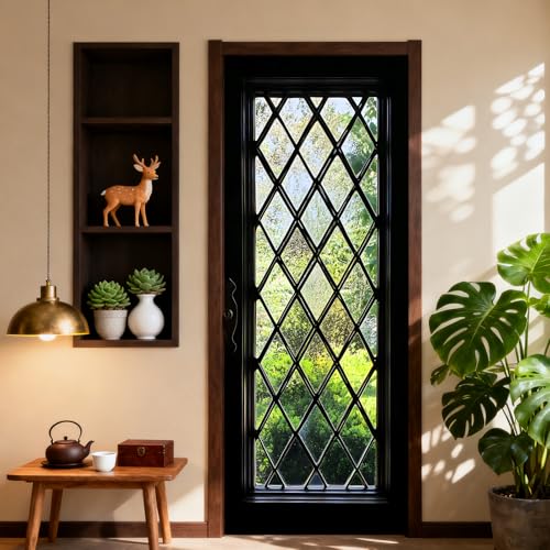Image of Nuxovilar Diamond Lattice Door Stickers Peel Stick PVC 30.3x78.7 in