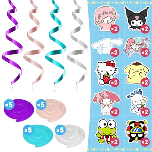 Image of 20Pcs Kawaii Cartoon Anime Hanging Swirls Colorful Kitty Melody Cinnamon Characters Paper Cutouts Ceiling Streamers Cute Birthday Party Celebration Decoration Supplies for Home Office School Classroom