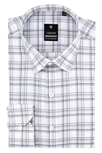 Image of 7-DAYS Men's Premium Checks Formal Shirt - Cotton Rich, Regular Fit, Full Sleeve, with Pocket, Wrinkle Resistant - Stylish Office & Everyday Wear.