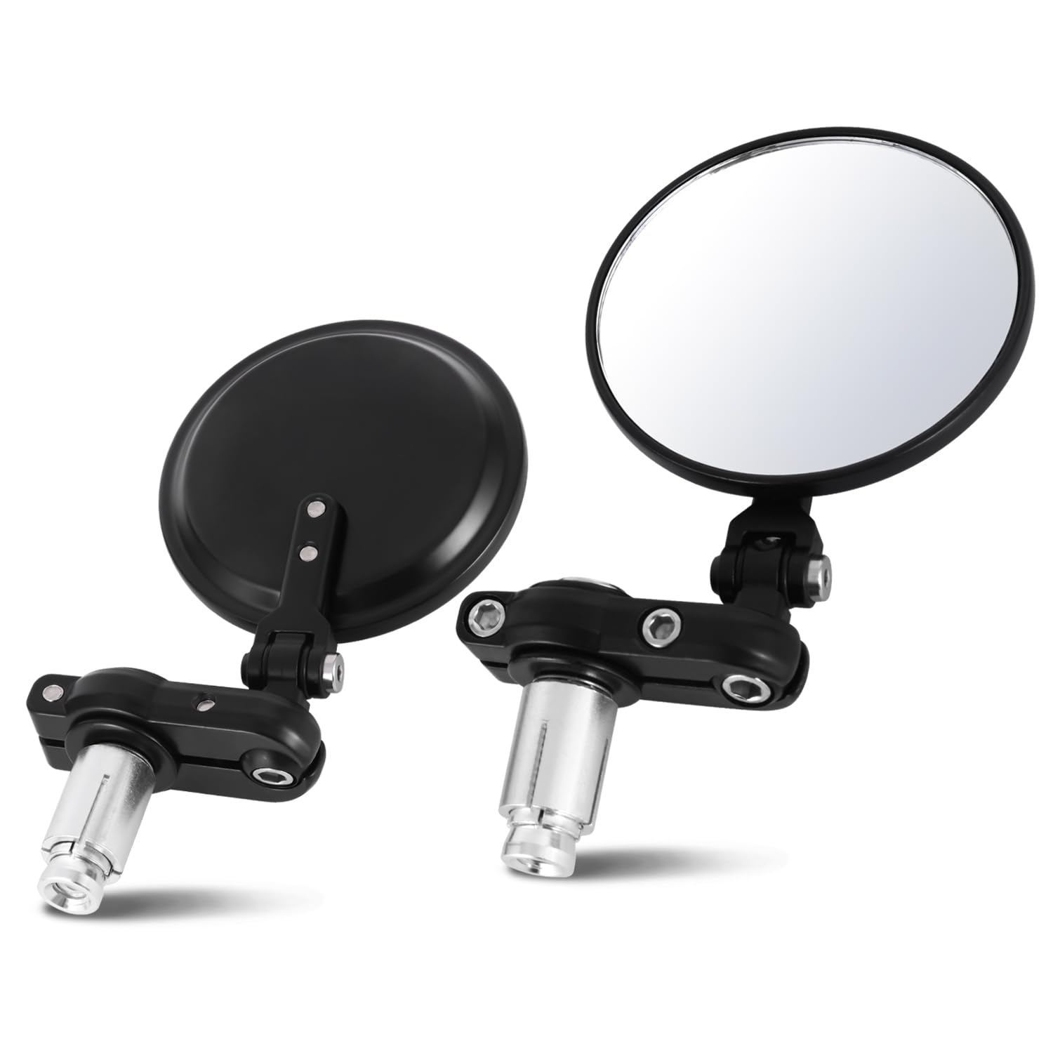 OUMURS Pair Motorcycle Rearview Mirrors – Fits Moped, ATV, Scooter, Honda, Suzuki, Yamaha – Black, 8mm/10mm Mount