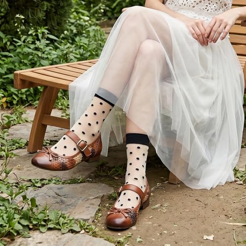 Image of 5 Pack Flower Sheer Socks for Women Ruffle Lace Ankle Socks