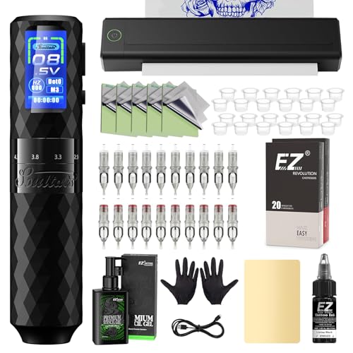 Termocopiadora Tattoo Kit - Maquina de Tatuar Kit Completo con Impresora Tattoo, 6 Strokes 2.5-4.8mm Maquina Tatuar, Batería de Alimentación de 1600mAh, 20Pzs Agujas Tatuaje para Tatuadores Termocopiadora Tattoo Kit - Maquina de Tatuar Kit Completo con Impresora Tattoo, 6 Strokes 2.5-4.8mm Maquina Tatuar, Batería de Alimentación de 1600mAh, 20Pzs Agujas Tatuaje para Tatuadores