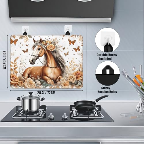 Image of Electric Stove Top Cover,Lovely Horse Stove Cover for Glass Top Electric Stove,Glitter Flower Butterfly Heat Resistant Flat Top Stove Mat Countertop Protector, 28 x 20 Inch